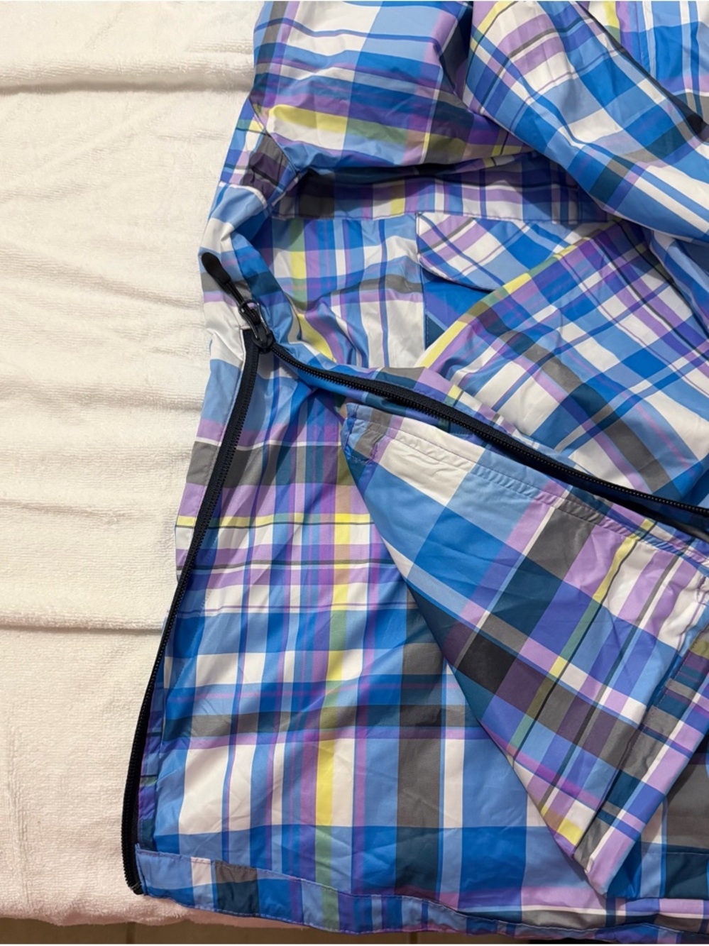 Vintage Nike Plaid Blue Hooded Windbreaker Jacket - Picture 4 of 5